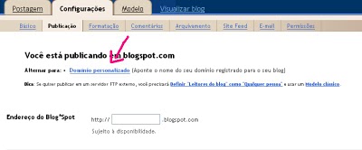domínio no blogger