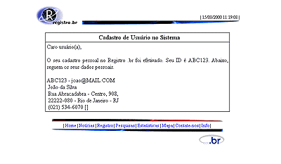 Cadastro de usuário confirmado