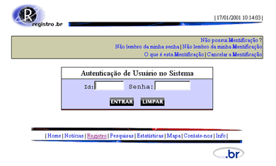 página de autenticação do usuário